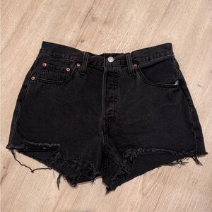 Levi's Black Frayed Jean Shorts